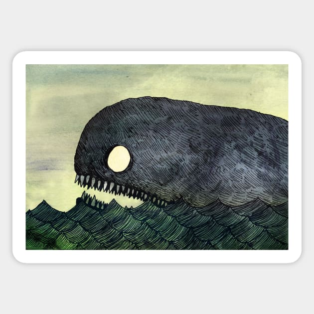 Monstrous Whale Sticker by djrbennett